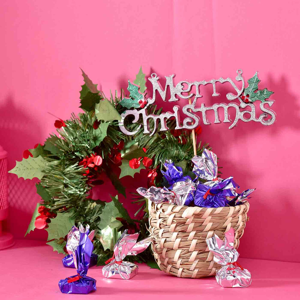 Decorative Christmas Hamper With Chocolate, Decorative & Basket