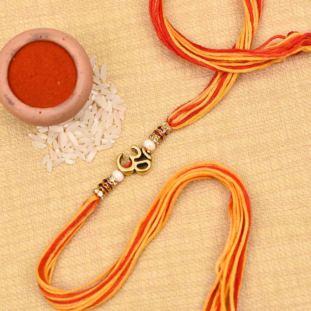 Traditional Om Beads & Stones Rakhi