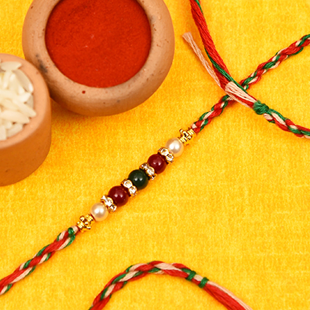 Beautiful Colored Beads & Stones Rakhi