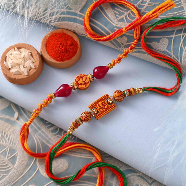 Ganesha & Om Beads Set Of 2 Rakhis