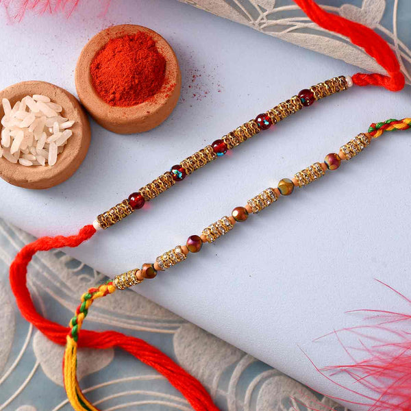 Exclusively Made Stones & Beads Set Of 2 Rakhis