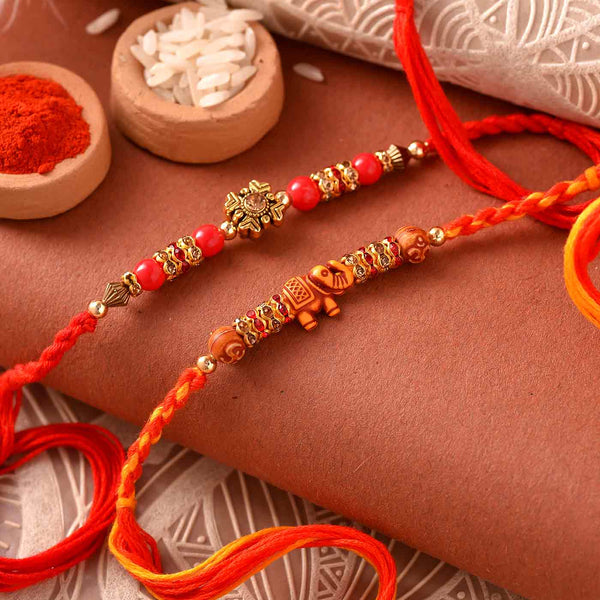 Traditional Set Of 2 Stones & Beads Rakhis